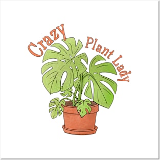 Crazy Plant Lady with Monstera Plant Posters and Art